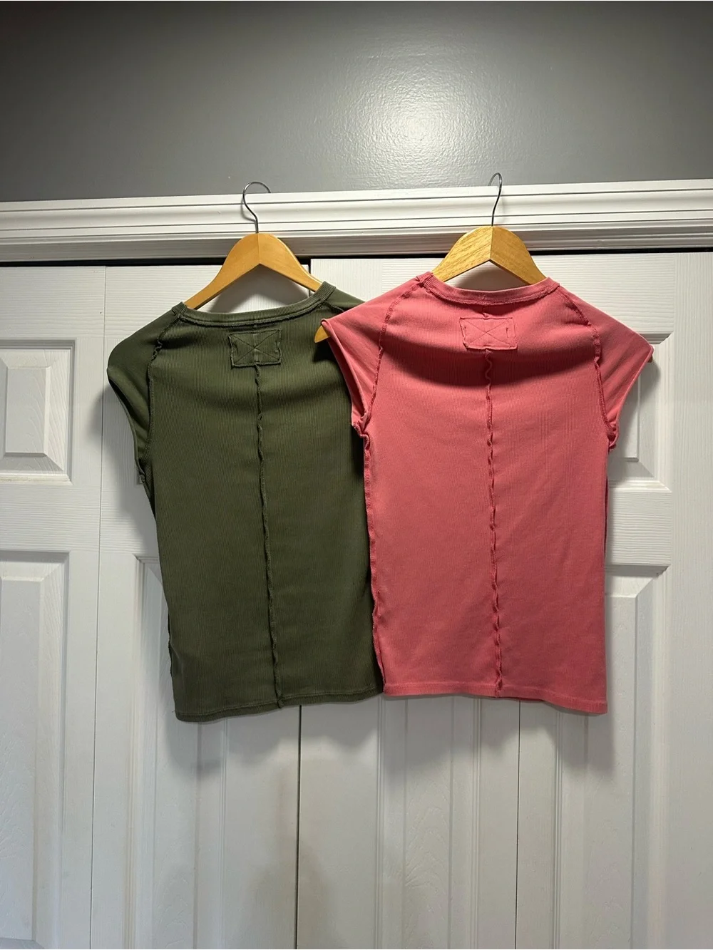 2 Free people Ever Had tee size medium. Green Adventurer and  strawberry rhubarb